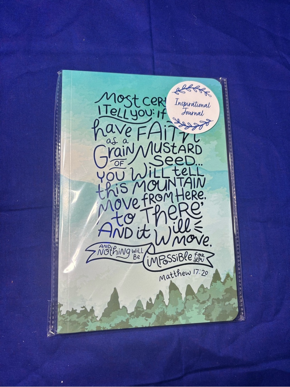 New Inspirational Faith Journal - Teal Green Cover Spiritual Matthew 17:20